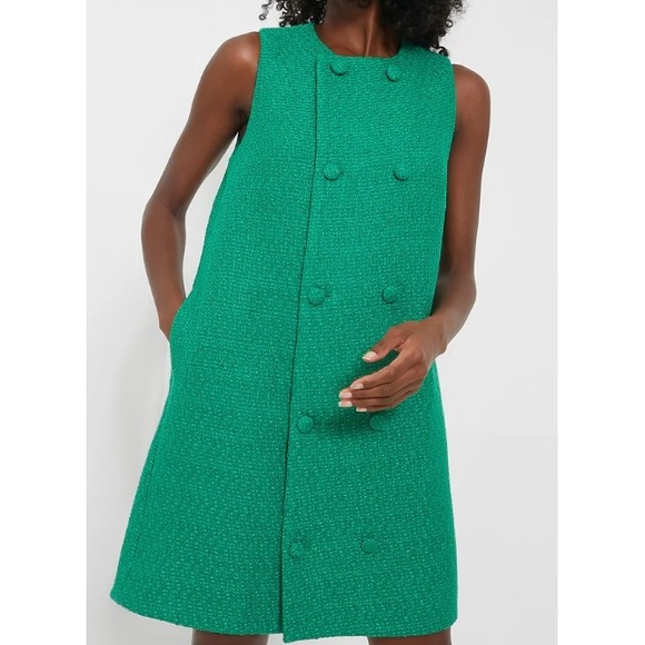 Pomander Place Dresses & Skirts - Pomander Place Green Tweed Sleeveless Double Breasted‎ Mini Dress XS